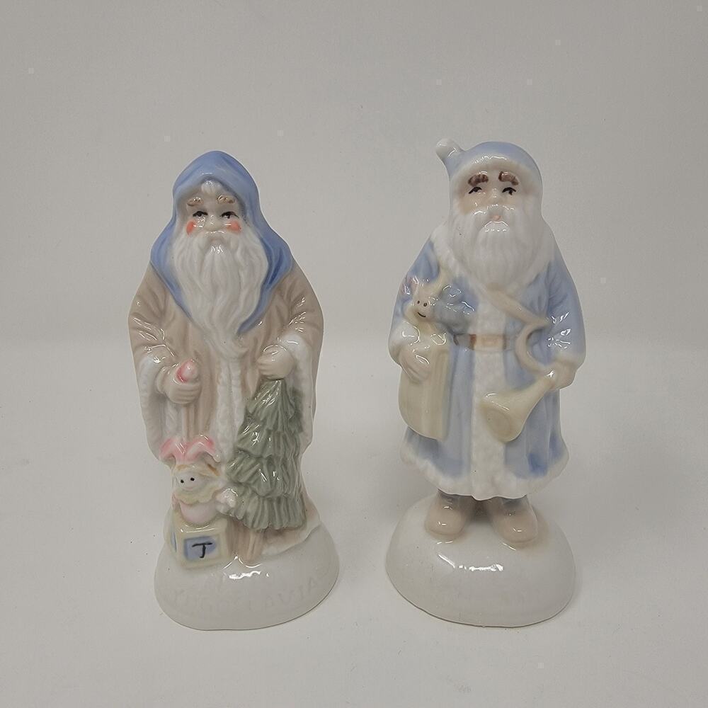 Vintage Christmas Decor Santa Figurine Around The World Series Set of 2